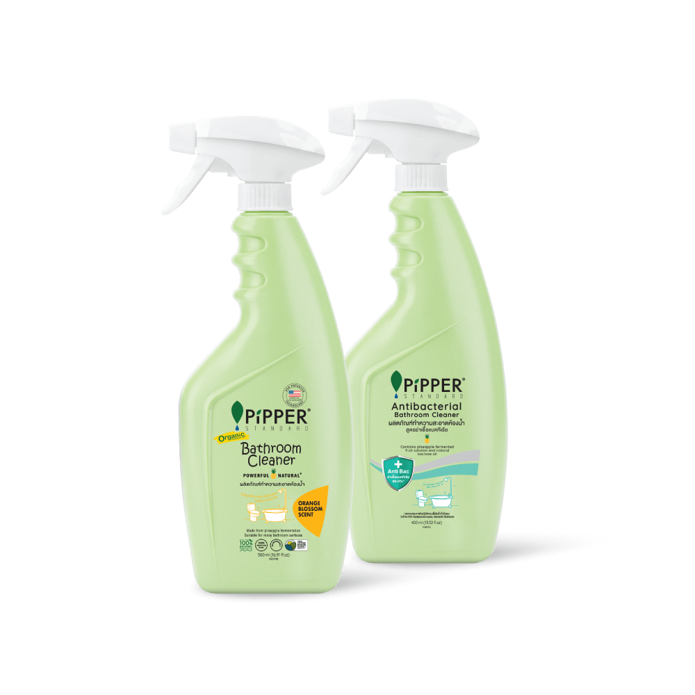 ผลิตภัณฑ์ทำความสะอาดห้องน้ำจากธรรมชาติ สูตรฆ่าเชื้อแบคทีเรีย 400 มล. 1 ขวด และ กลิ่นออเร้นจ์ บลอสซั่ม 500 มล. 1 ขวด