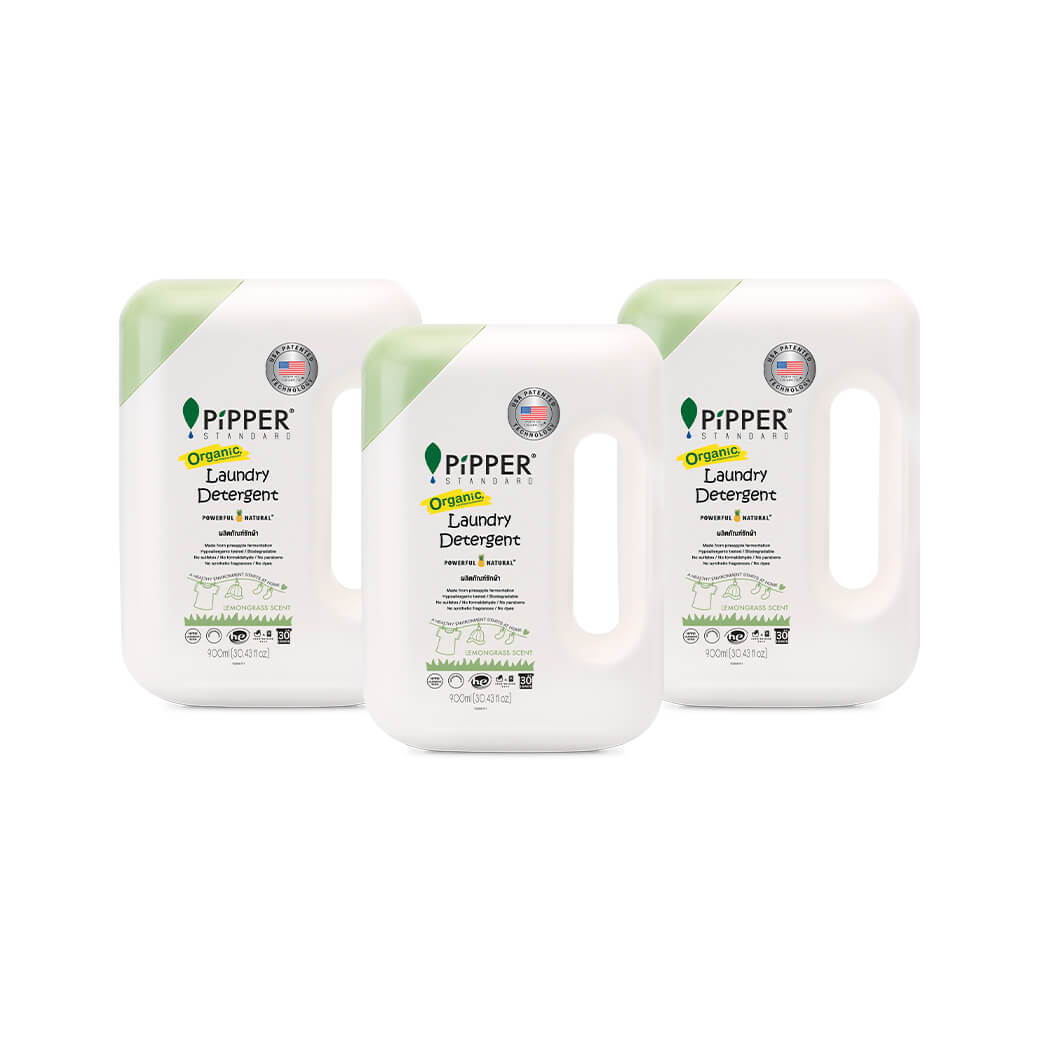 ผลิตภัณฑ์น้ำยาซักผ้าจากธรรมชาติ กลิ่นเลมอนกราส 900 มล. x 3 ขวด